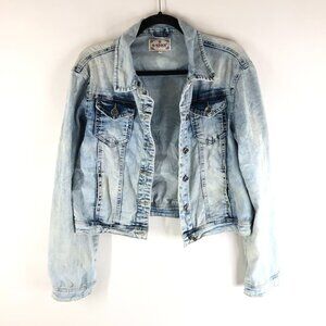 G-Smack Womens Denim Jacket Vintage Retro Trucker Light Acid Wash Stretch M